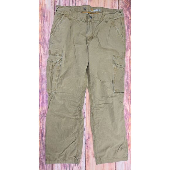 Carhartt Force Mens Relaxed Fit Ripstop Cargo Pants 38x32 Durable Workwear Khaki - Picture 1 of 10